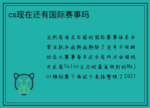 cs现在还有国际赛事吗